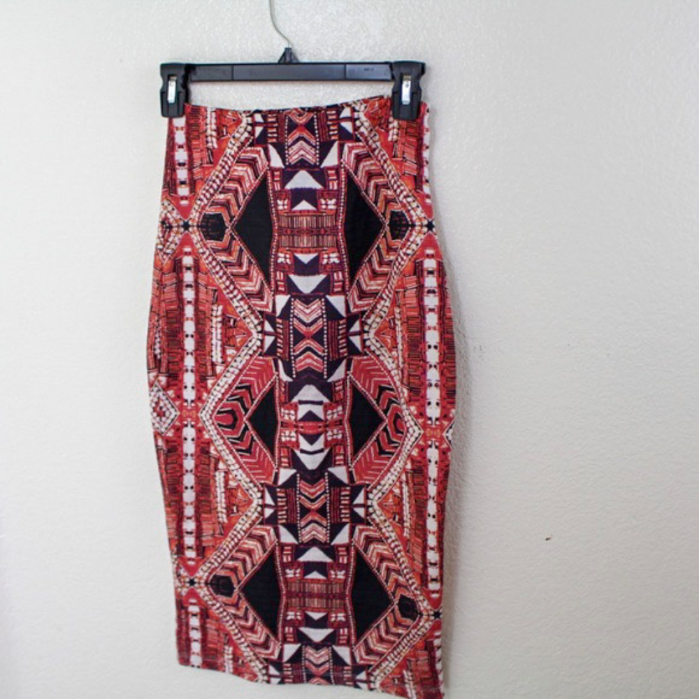 Printed High Waist Stretch Bodycon Pencil Skirt